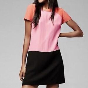 Banana Republic Silk Dress Pink Orange Black Women’s Short Sleeve Colorblock 14